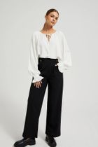 Koszula damska z długim rękawem, biała, Moodo