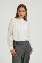 Koszula damska z długim rękawem, biała, Moodo