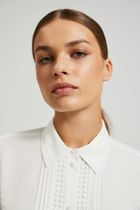 Koszula damska z długim rękawem, biała, Moodo