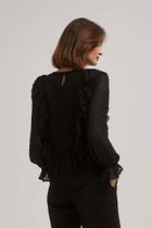 Koszula damska z długim rękawem, czarna, Moodo