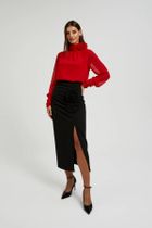 Koszula damska z długim rękawem, czerwona, Moodo