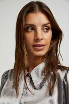 Koszula damska z długim rękawem, grafitowa, Moodo