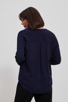 Koszula damska z długim rękawem, granatowa, Moodo