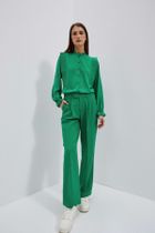 Koszula damska z długim rękawem, zielona, Moodo