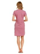 Koszula nocna damska z krótkim rękawem, różowa, Doctor Nap