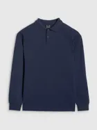 Koszulka polo chłopięca z długim rękawem, granatowa, 4F