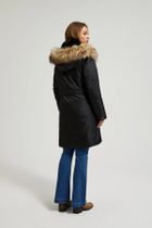 Kurtka damska z kapturem z kapturem, czarna, Moodo