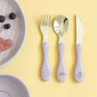 Lassig, Tiny Team, zestaw sztućców ze stali nierdzewnej, kotek, 3 szt.