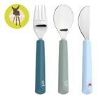 Lassig, Tiny Team, zestaw sztućców ze stali nierdzewnej z silikonową rączką, piesek, 3 szt.