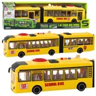 Lean Toys, autobus szkolny przegubowy z otwieranymi drzwiami, pojazd interaktywny, żółty, 1:16