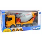 Lean Toys, betoniarka, pojazd budowlany, obrotowy bęben, żółta