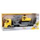 Lean Toys, ciężarówka z lawetą i koparką, ruchoma, pojazd interaktywny, Żółta