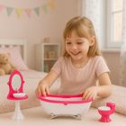 Lean Toys, łazienka z wanną dla lalek, różowa