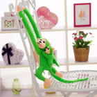 Lean Toys, małpka z dzieckiem, maskotka, zielona, 90 cm