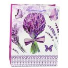 Lean Toys, torba prezentowa papierowa lawenda brokatowe elementy, 23-18-10,5 cm, 1 szt.