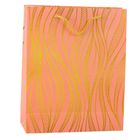 Lean Toys, torba prezentowa papierowa linie faliste złote, 32-26-12 cm, 1 szt.