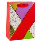 Lean Toys, torba prezentowa papierowa wzory geometryczne, 23-18-10,5 cm, 1 szt.