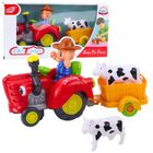 Lean Toys, traktor farmerski z przyczepką, pojazd interaktywny