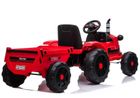 Lean Toys, Traktor, pojazd na akumulator z przyczepą, czerwony