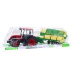 Lean Toys, traktor rolniczy z przyczepą, zielono-żółty