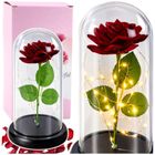 Lean Toys, wieczna róża w kopule z oświetleniem LED, czerwona, 21-11 cm