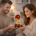 Lean Toys, wieczna róża w szklanej kopule LED, czerwona, 21,5-11 cm