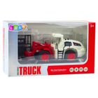 Lean Toys, wózek widłowy, metalowe widły, interaktywny pojazd budowlany