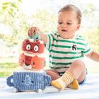 Lilliputiens, piramida sensoryczna z grzechotkami, miękka, zwierzątka, 12m+