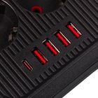 Maclean, listwa zasilająca, 6 gniazd, 4xUSB, 110-240V, AC 50/60HZ, 2.1A, 2500W, czarna, 1,5m, MCE389 B