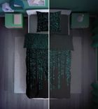 Matrix, Fluo, 2-częściowy komplet pościeli bawełnianej, świeci w ciemności, 140-200 cm