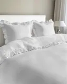 Mayamoo, pościel 3-częściowa z falbaną, biała, 160-200 cm
