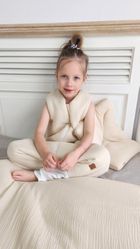 MimiNu, całoroczny śpiworek z nogawkami, muślin, ciepły beż, TOG 2-2.5, rozmiar M, 2-6 l