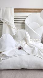 MimiNu, muślinowe okrycie kąpielowe, śmietanka, 80-80 cm