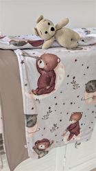 MimiNu, NewMinky, kocyk, miś na księżycu + beż, 60-70 cm