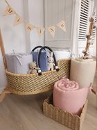 MimiNu, ochraniacz do łóżeczka, muślin, szary, 180-30 cm