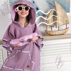 MimiNu, ponczo termofrotte z kieszonką, beż, róż, 4-7 l.