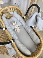 MimiNu, prześcieradełko do gondoli, kołyski Mojżesza, muślin, szary, 35-80 cm