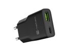 Natec, ładowarka sieciowa, RIBERA GAN SLIM 1X USB-A + 1X USB-C, 20W, czarna