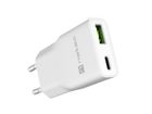 Natec, ładowarka sieciowa, RIBERA GAN SLIM USB-A USB-C 20W, biała