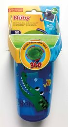 Nuby, kubek niekapek, 360, niebiesko-pomarańczowy, 300 ml, 6m+