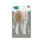 Nuvita, zestaw na ciemieniuchę: szczotka i grzebień, naturalne włosie, sage green