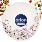 Orion, Louka, talerz obiadowy płytki, porcelanowy, biały, kwiaty, 27 cm