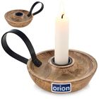 Orion, Mango, świecznik drewniany, 14-10-8,5 cm