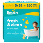 Pampers, Fresh Clean, chusteczki nawilżane dla dzieci, 5-52 szt.