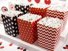PartyDeco, Biedronka, ozdobne pudełka na popcorn, 7,5-7,5-12,5 cm, 6 szt.