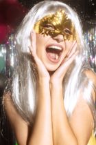 PartyDeco, maska karnawałowa, złoty, 17-9 cm