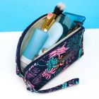 Peterson, kosmetyczka, 1-komorowa, granatowa z botanicznym wzorem