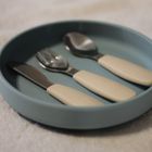 Petite&Mars, Take&Match, zestaw sztućców, stal nierdzewna z silikonową rączką, Bitter Cocoa, 12m+