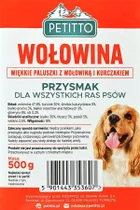 Petitto, miękkie paluszki z wołowiny, przysmak dla psa, 500g