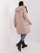 Płaszcz damski z kapturem, beżowy, Sublevel